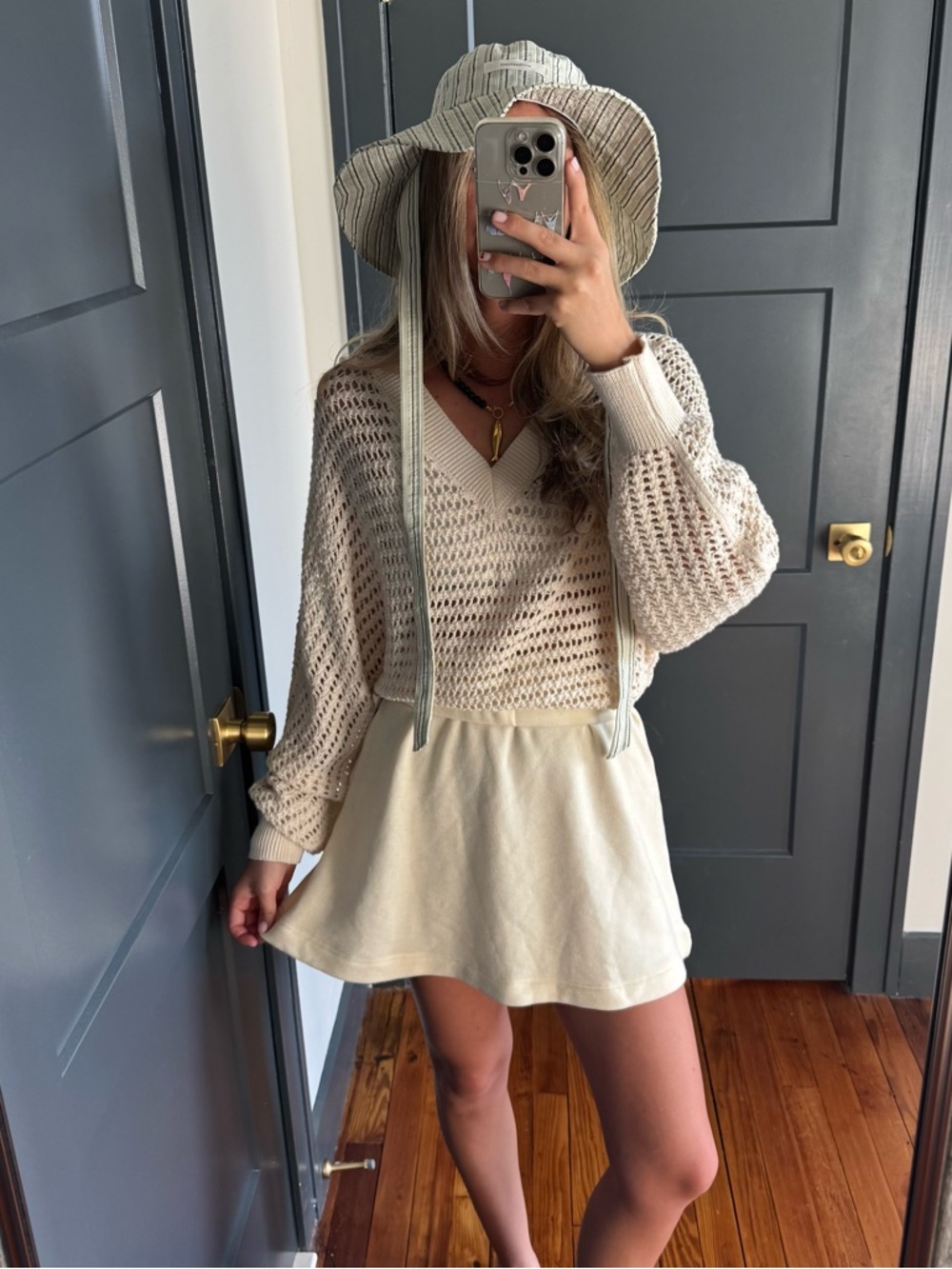 Free People Knit Cream Skirt - Picture 3 of 8